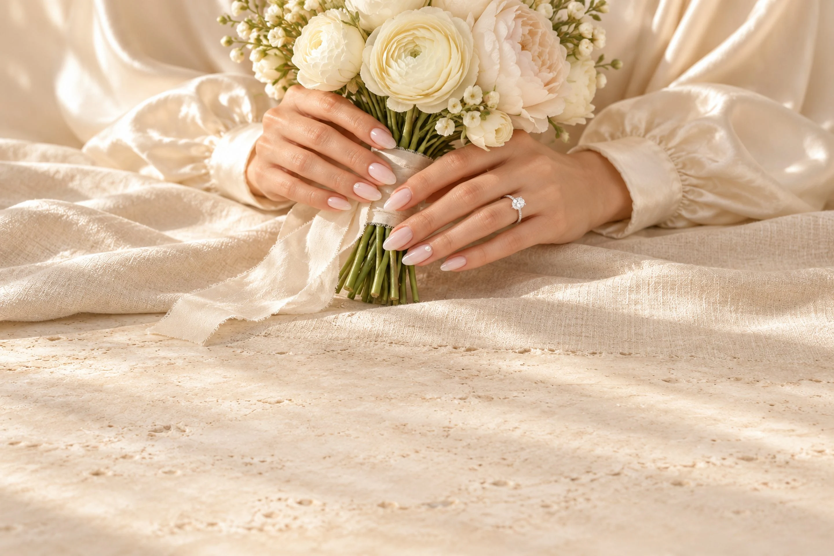 Bride's hands with bouquet